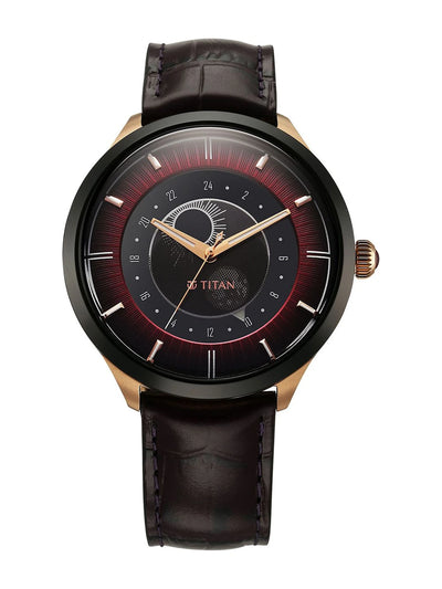 Titan Dial & Leather Strap Analogue Watch - 10028KL01