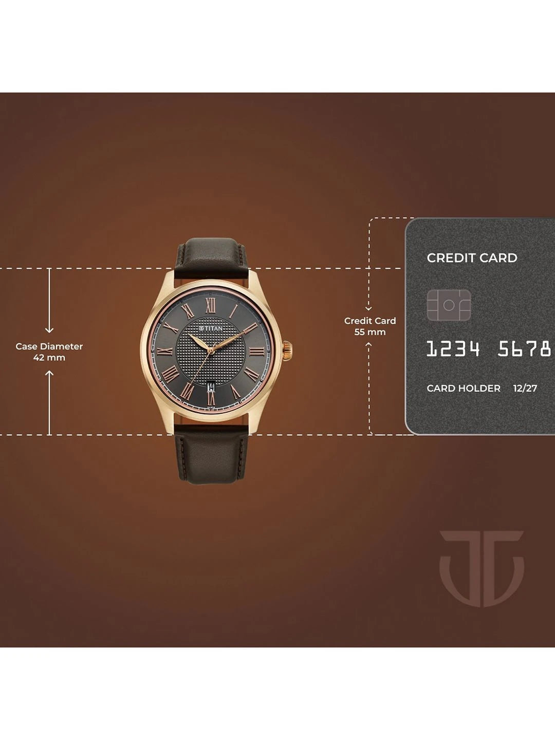 Titan Dial & Leather Straps Analogue Date Aperture Watch - 10063WL01