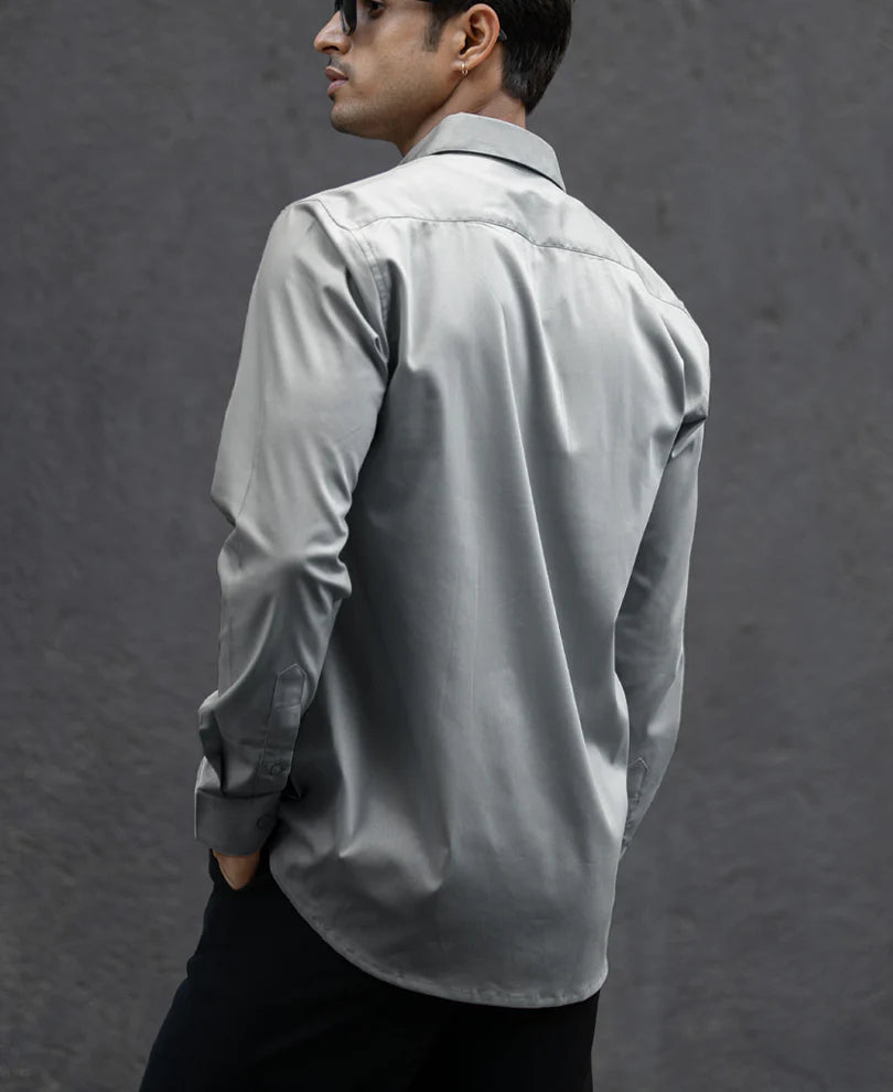 Powerlook Grey Melange Polyester Shirt
