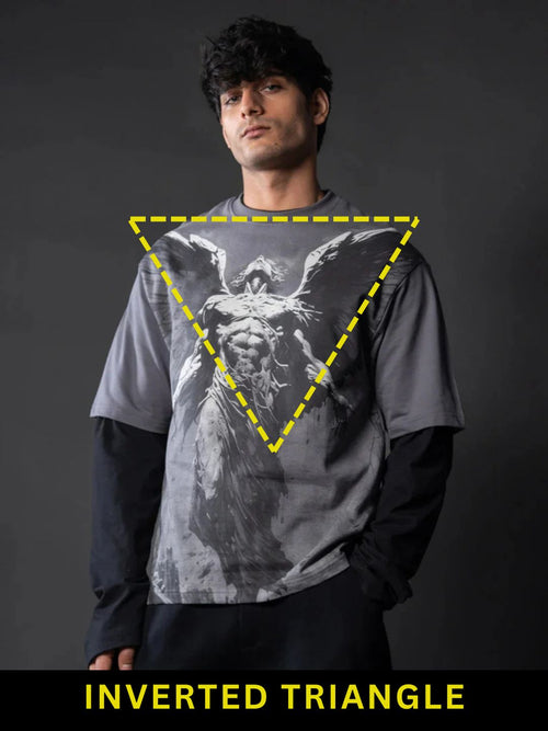 Powerlook Grey Angel Grunge Cotton T-Shirt