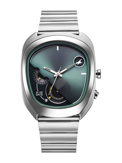 Fastrack UFO Quartz Multifunction Green Dial Stainless Steel Strap Watch - 3327SM01