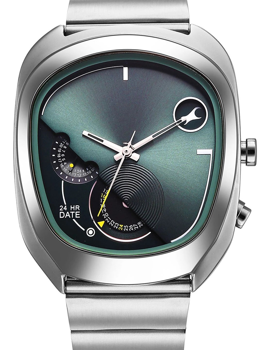 Fastrack Ufo Quartz Multifunction Green Dial Stainless Steel Strap Watch - 3327SM01