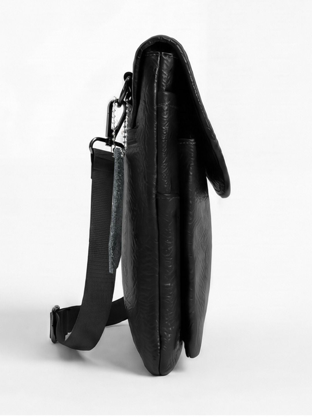Powerlook Black Leather Crossbody Bag