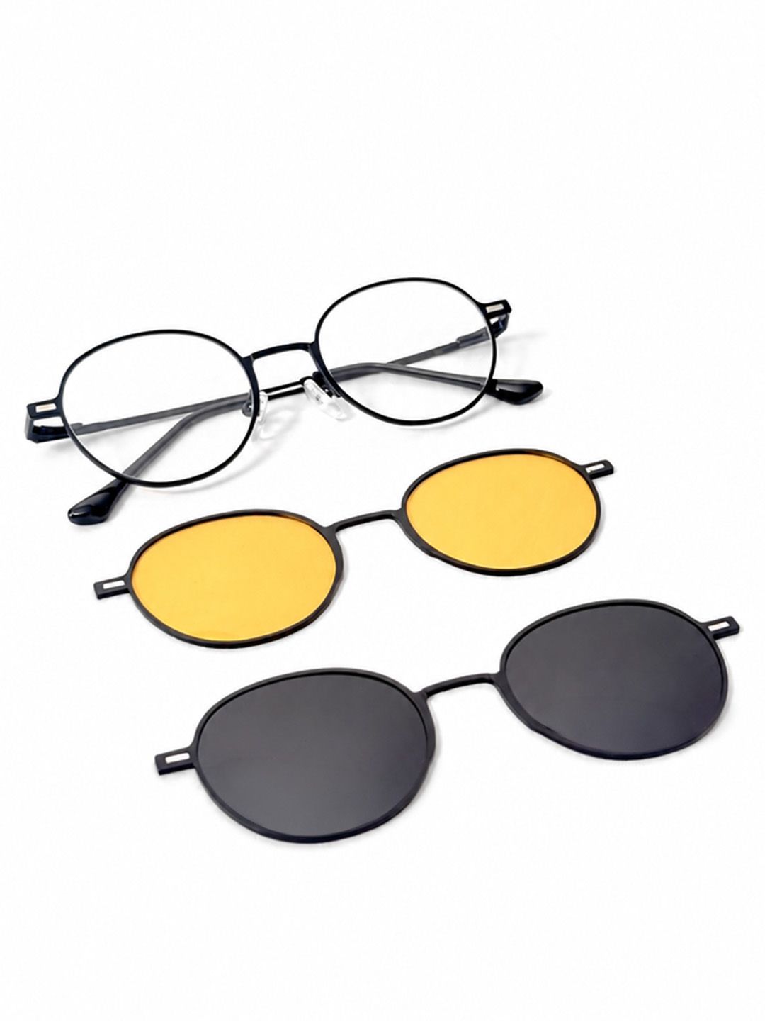 Powerlook 3-in-1 Magnetic Clip-On Multi Shades Polarized Oval Sunglasses