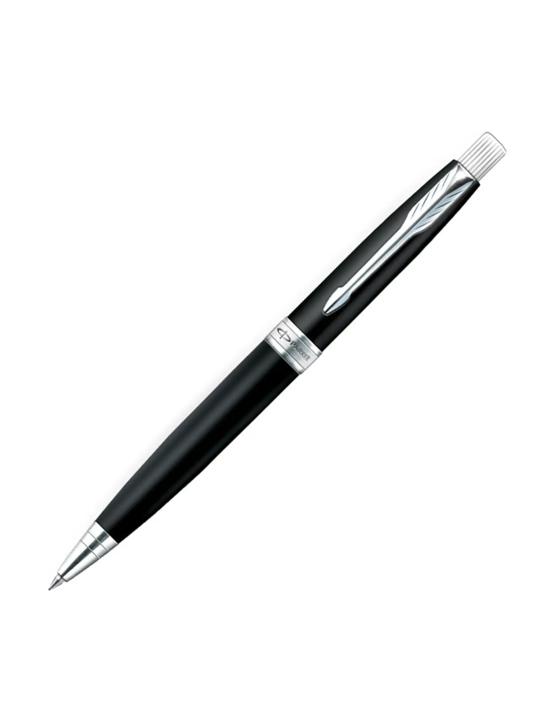 Parker Aster Silver Black Chrome Trim Ballpoint Pen Medium Nib