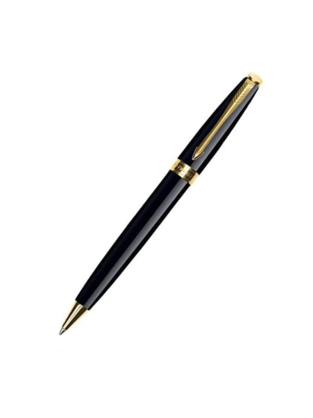 Parker Fusion Black Lacquer Gold Trim Ballpoint Pen Medium Nib With Notebook
