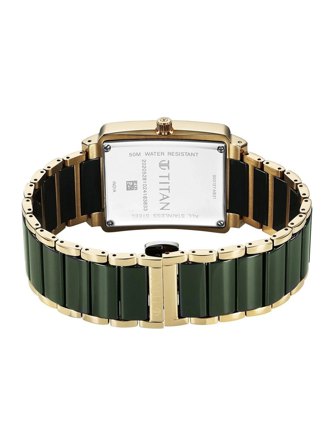 Titan Dial & Ceramic Bracelet Style Strap Analogue Date Aperture Watch - 90013KD05