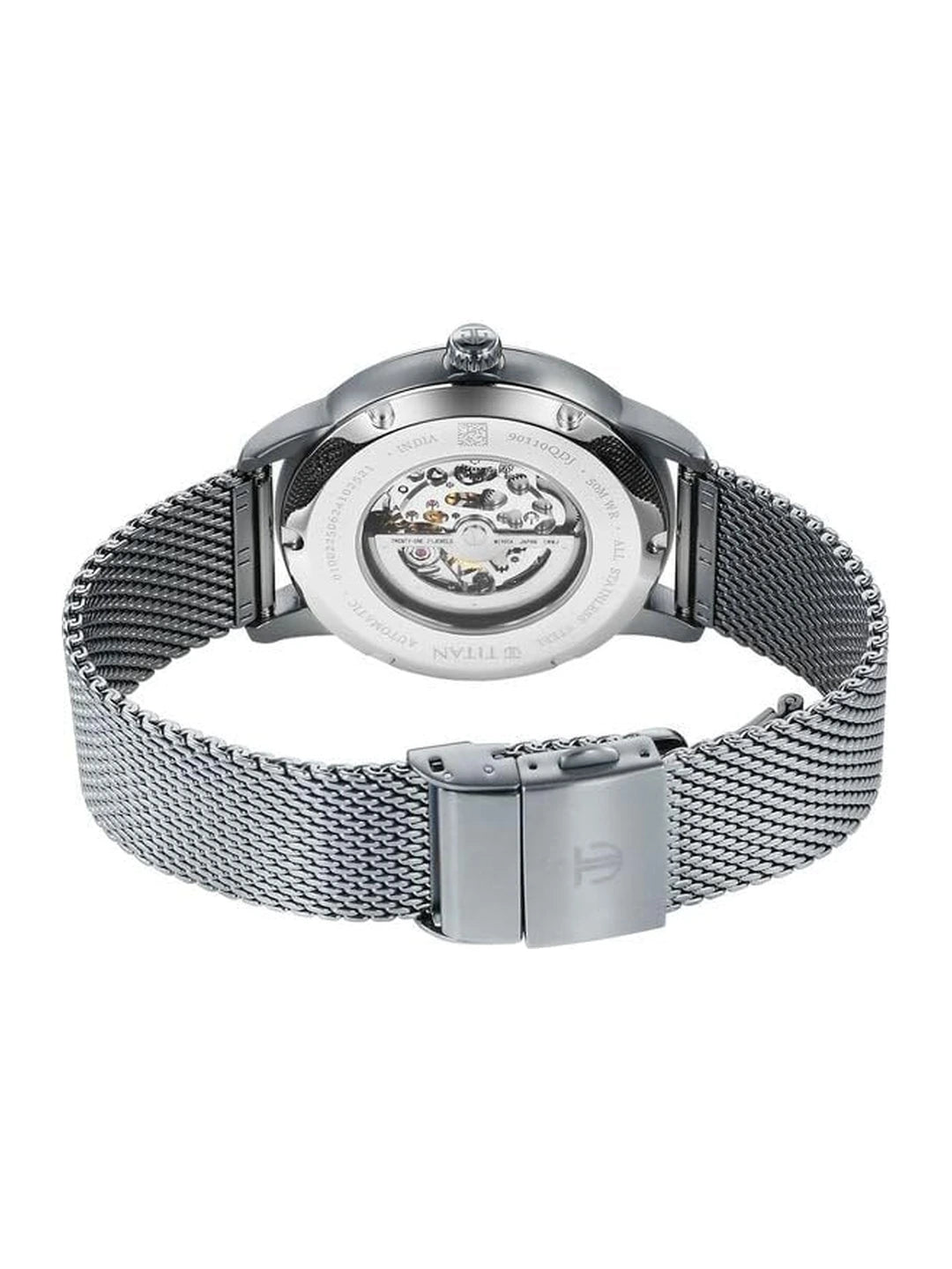 Titan Round Silver Dial Analog Watch With Metal Strap - 90110QM02