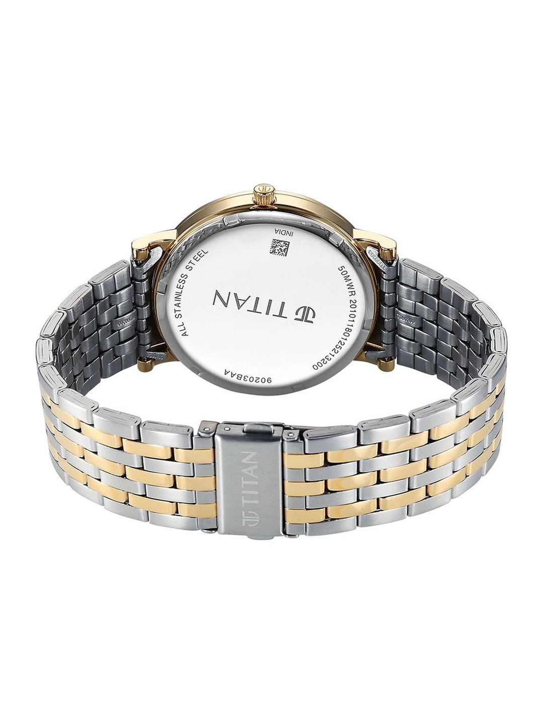 Titan Elegance Round Dial Quartz Stainless Steel Watch - 90203BM01