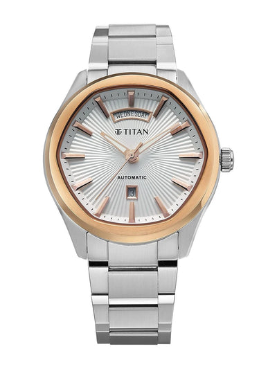 Titan Dial & Leather Bracelet Style Strap Analogue Automatic Watch - 90209KM01