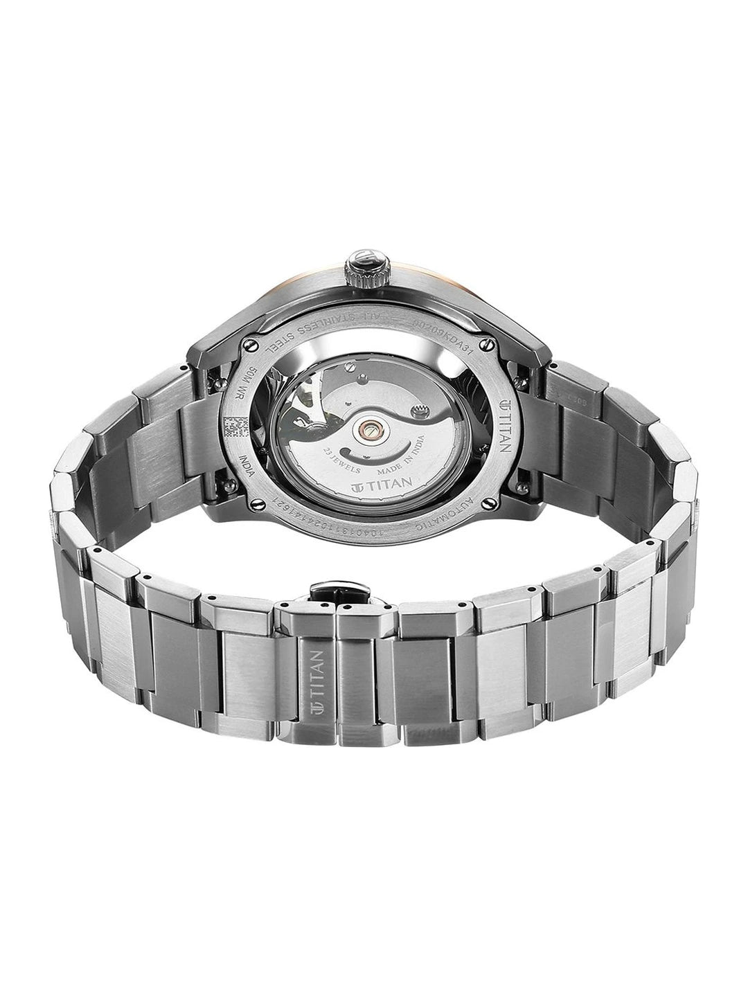 Titan Dial & Leather Bracelet Style Strap Analogue Automatic Watch - 90209KM01