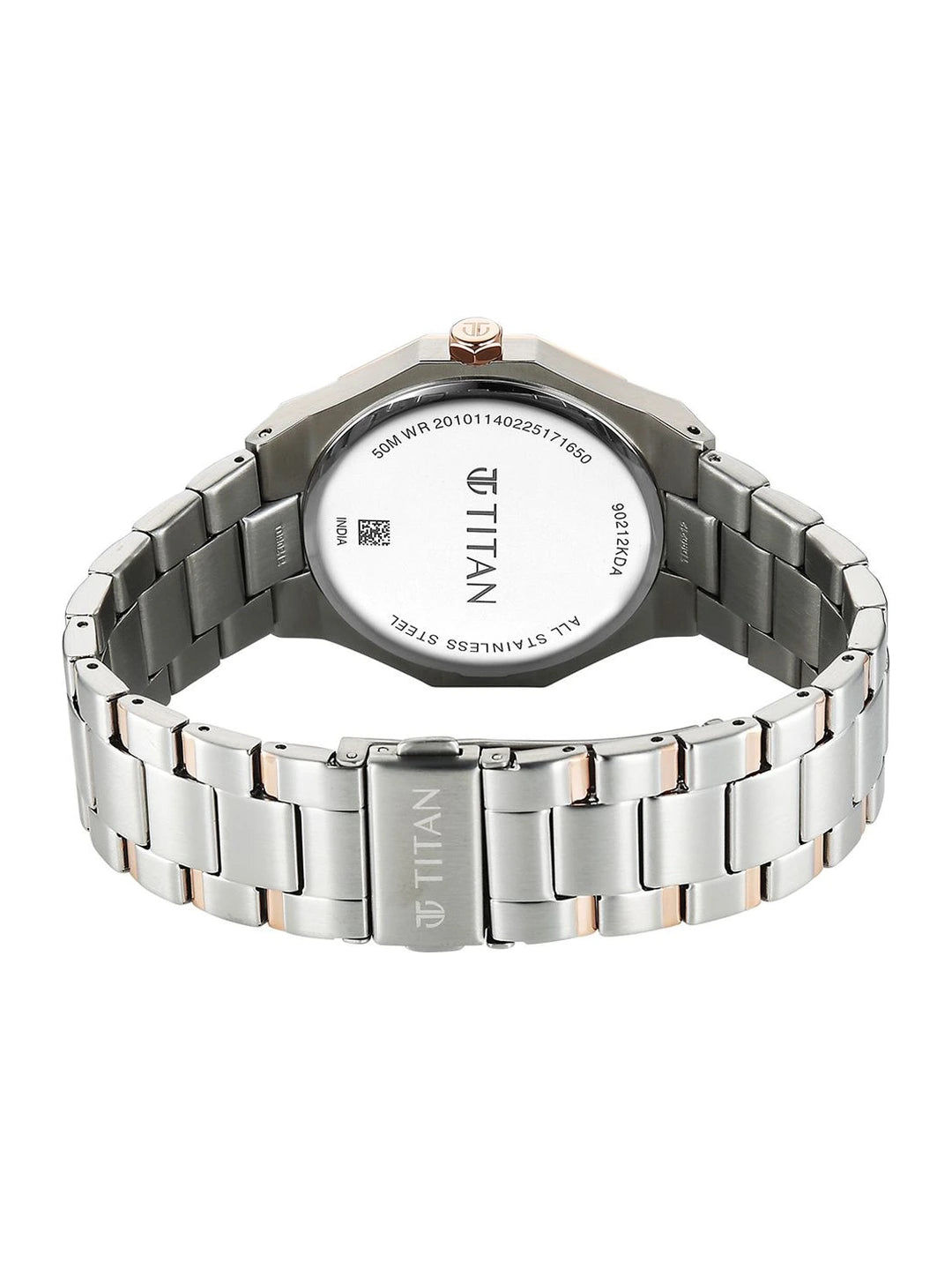 Titan Dodecagon Round Dial Quartz Movement Watch - 90212KM01
