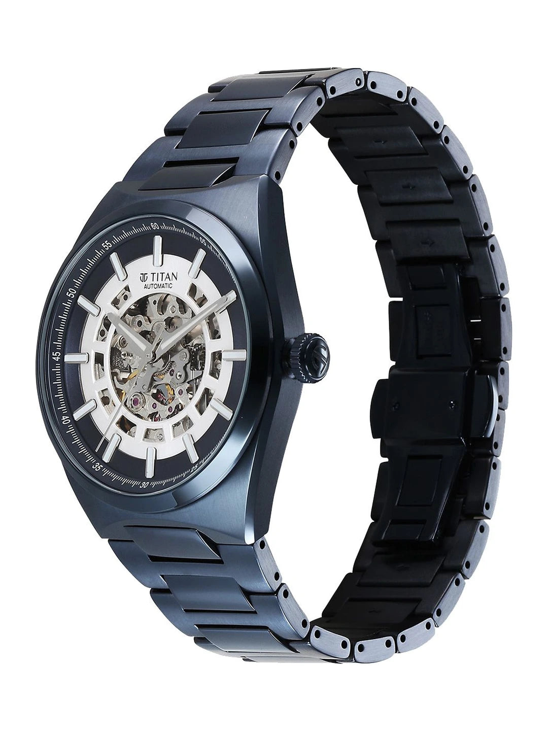 Titan Skeleton Bracelet Style Strap Analogue Automatic Motion Powered Watch - 90221QM03
