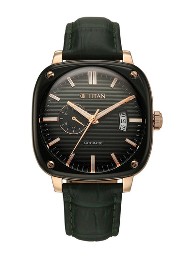 Titan Vintage Concealed Automatic Analog Green Dial Watch - 90225KL01