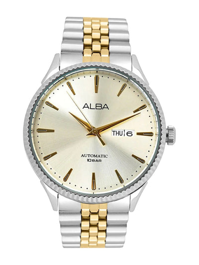 Alba Oval Cream-Coloured Dial Analog Watch With Metal Strap - AL4233X1