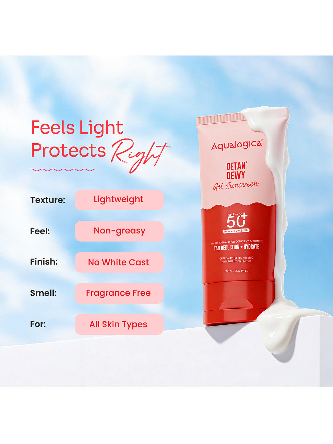 Aqualogica Detan+ Dewy Gel Sunscreen SPF 50+ PA++++ (80 g)