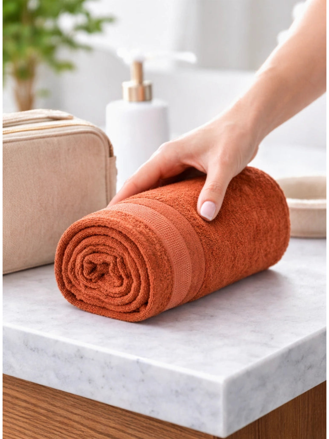 Bamboology Rust & Beige Ultra Soft Bath Towel Pack of 2