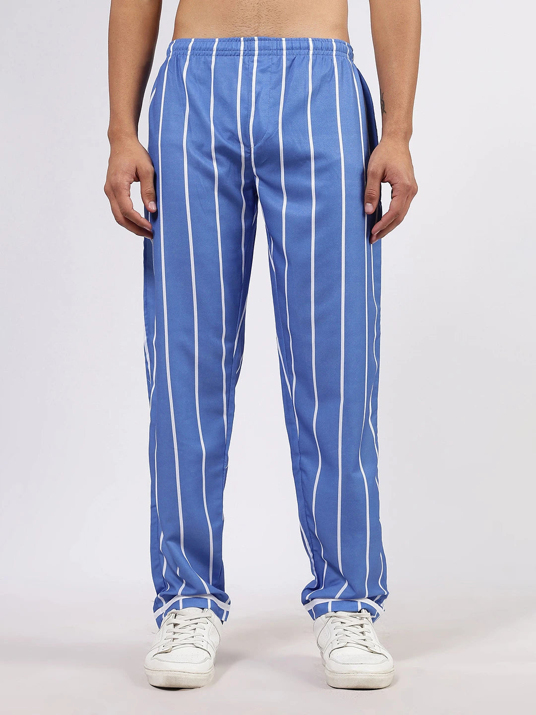 House Of Koala Blue Striped Varsity Striped Mid-Rise All Day Relaxed Fit Pants