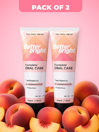 Better Bright Peach Mint 5% HAp + n-HA Fluoride-Free SLS-Free Toothpaste, 2 x 100g