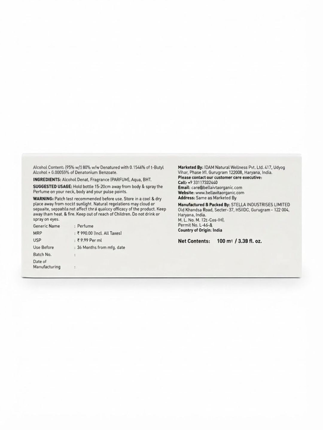 Bellavita Oud Parfum (100ml)