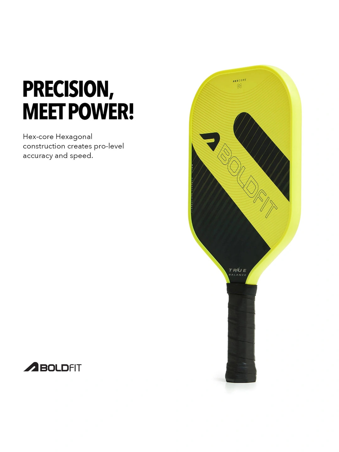 Boldfit Truebalance Pickle Ball Paddle - Yellow/Black