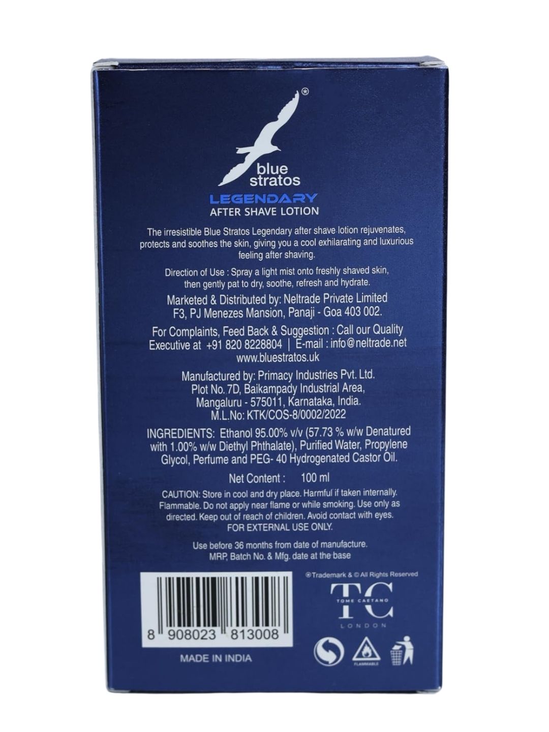 Blue Stratos Legendary After Shave Lotion (100ml)