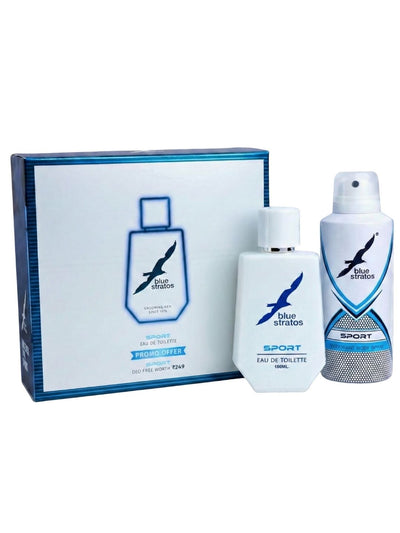 Blue Stratos Sport Eau de Toilette with Free Deo (100ml)