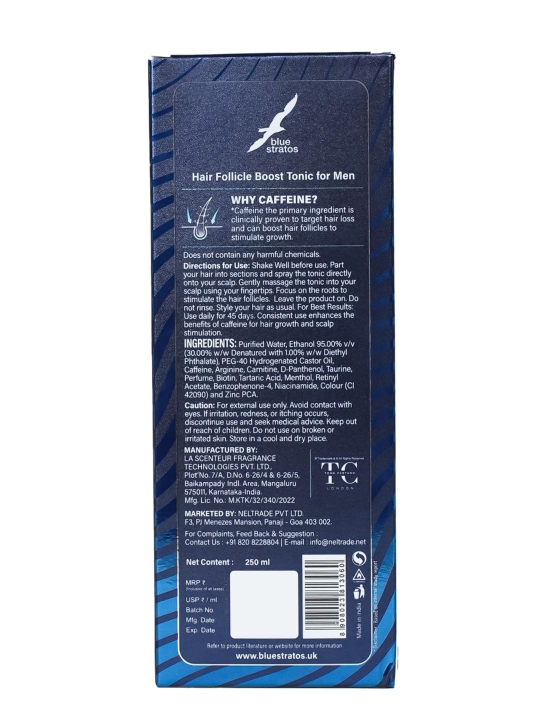 Blue Stratos Hair Follicle Boost Tonic for Men (250ml)