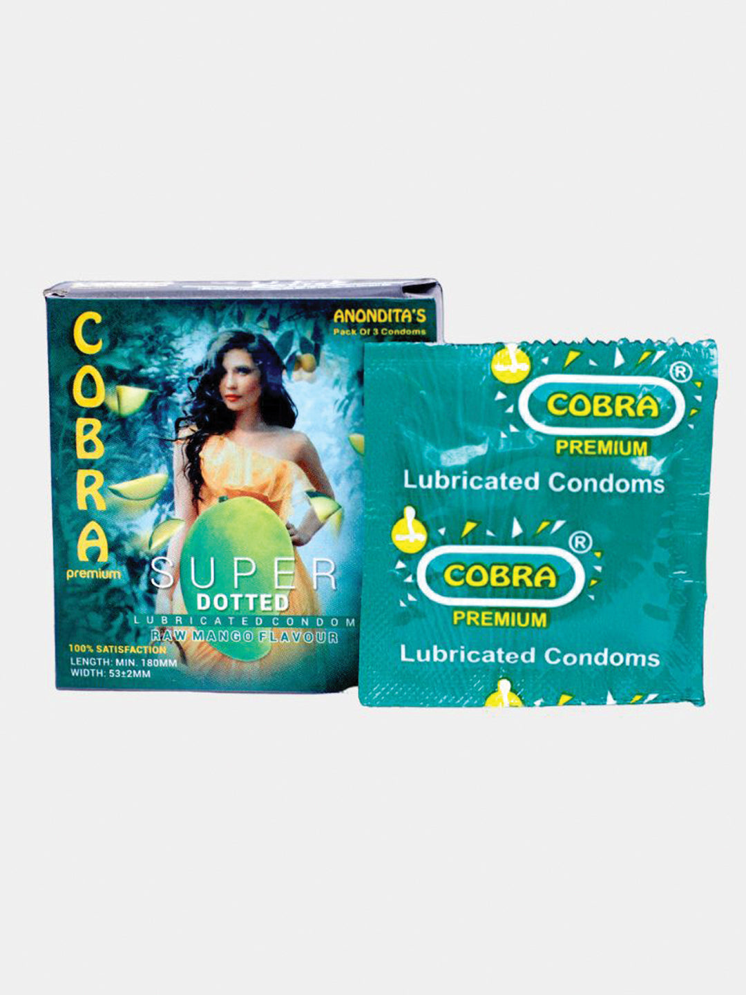 Cobra Premium-Super Dotted Raw Mango Flavoured Condoms (Lubricated)