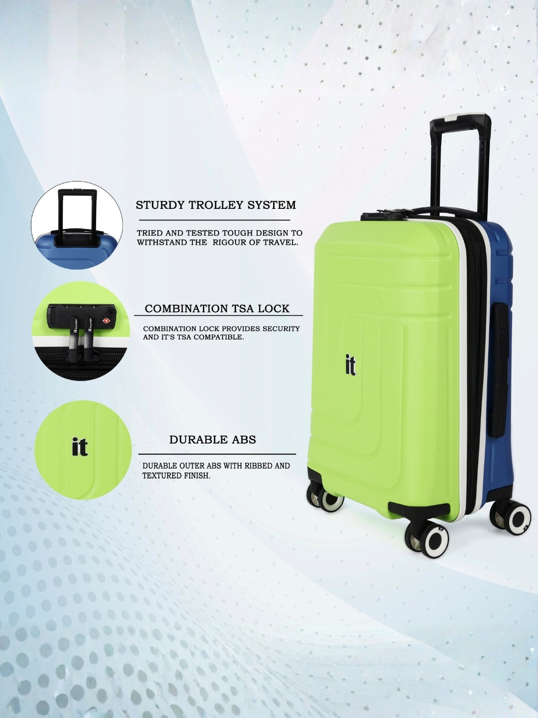 it luggage Convolved Blue Lime Cabin 20 Inches Trolley Bag