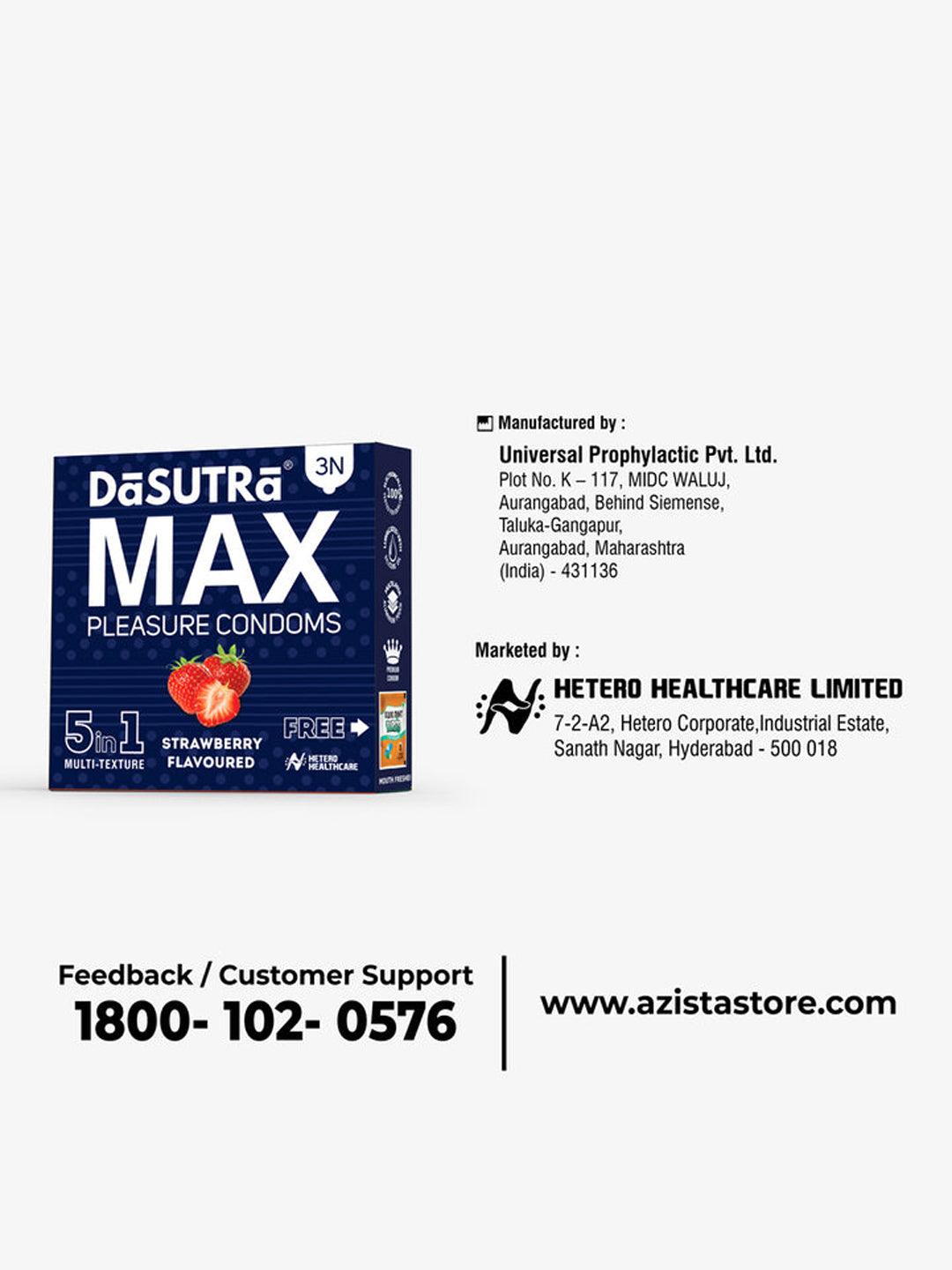 DaSutra Max Pleasure 5-in-1 Multi-Texture Strawberry Flavoured Condoms