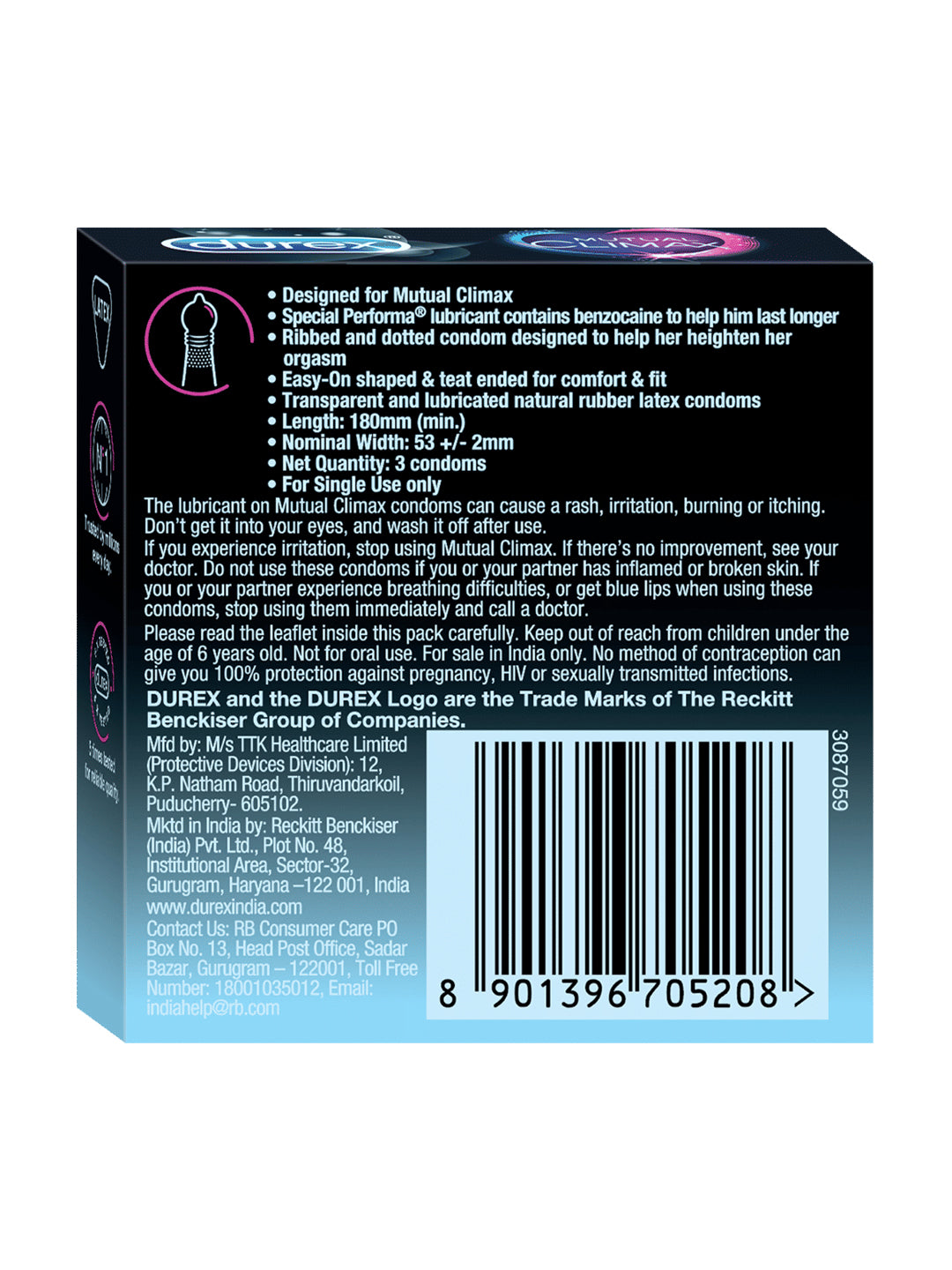 Durex Mutual Climax Condoms (Pack of 3pcs)