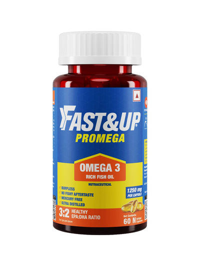 Fast&Up Omega 3 Fish Oil Softgels (Pack of 60 Softgels)