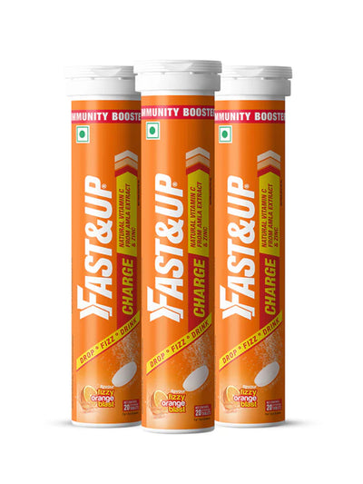 Fast&Up Natural Orange Immunity Booster Effervescent - 60 Tablets (Pack of 3)