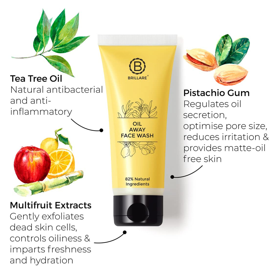 Brillare Oil Away Face Wash For Oily, Acne Prone Skin (100ml)