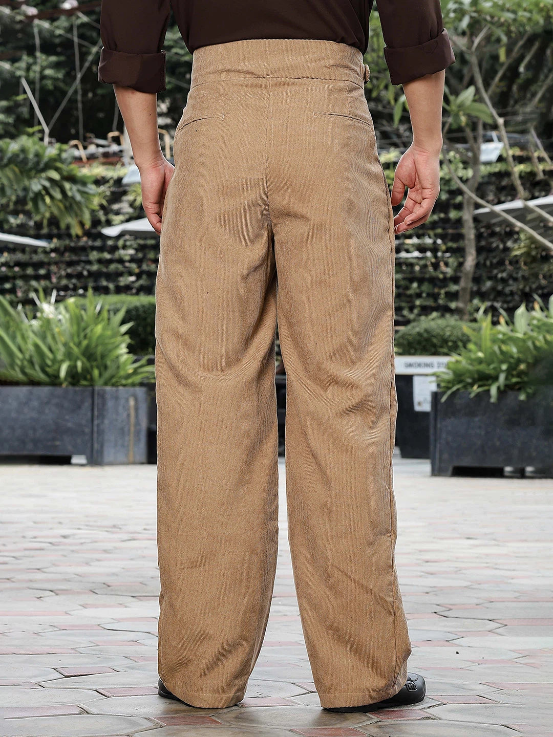 House Of Koala Beige Corduroy Gurkha Trousers with Double Pleated Front