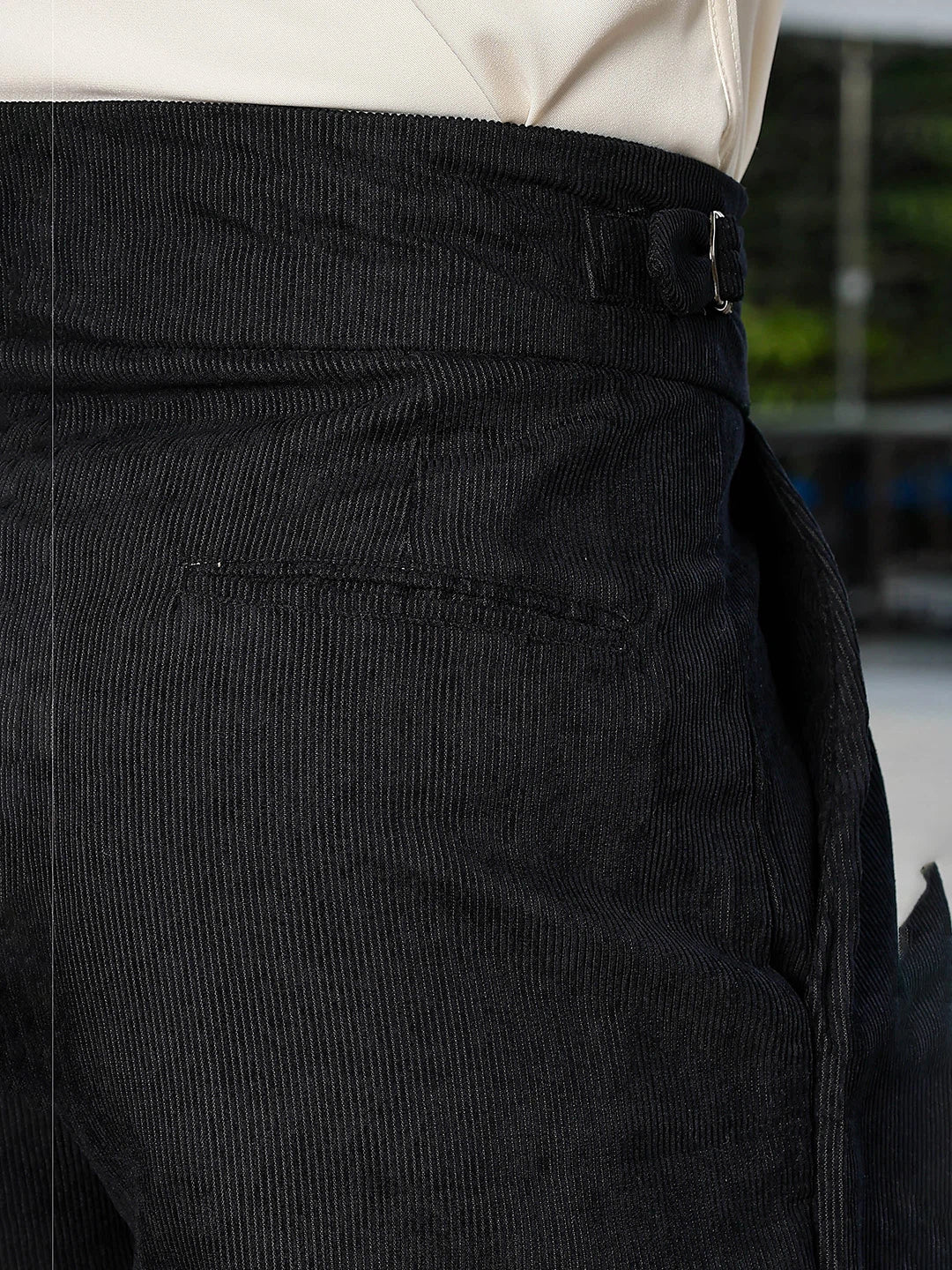 House Of Koala Black Corduroy Gurkha Trousers with Double Pleated Front