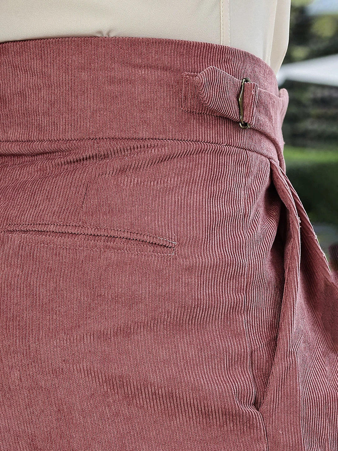 House Of Koala Salmon Pink Corduroy Gurkha Trousers with Double Pleated Front