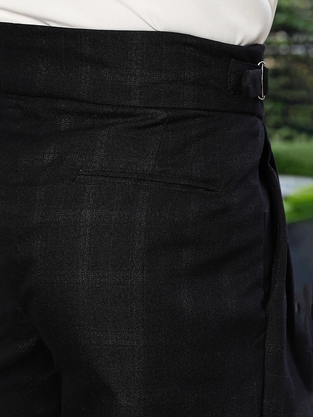 House Of Koala Black Premium Chequered Gurkha Trousers with Double Pleated Front