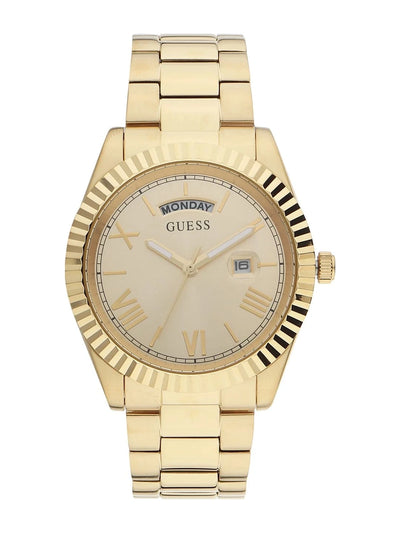 Guess Round 42mm Champagne Dial Analog Watch - GW0265G2