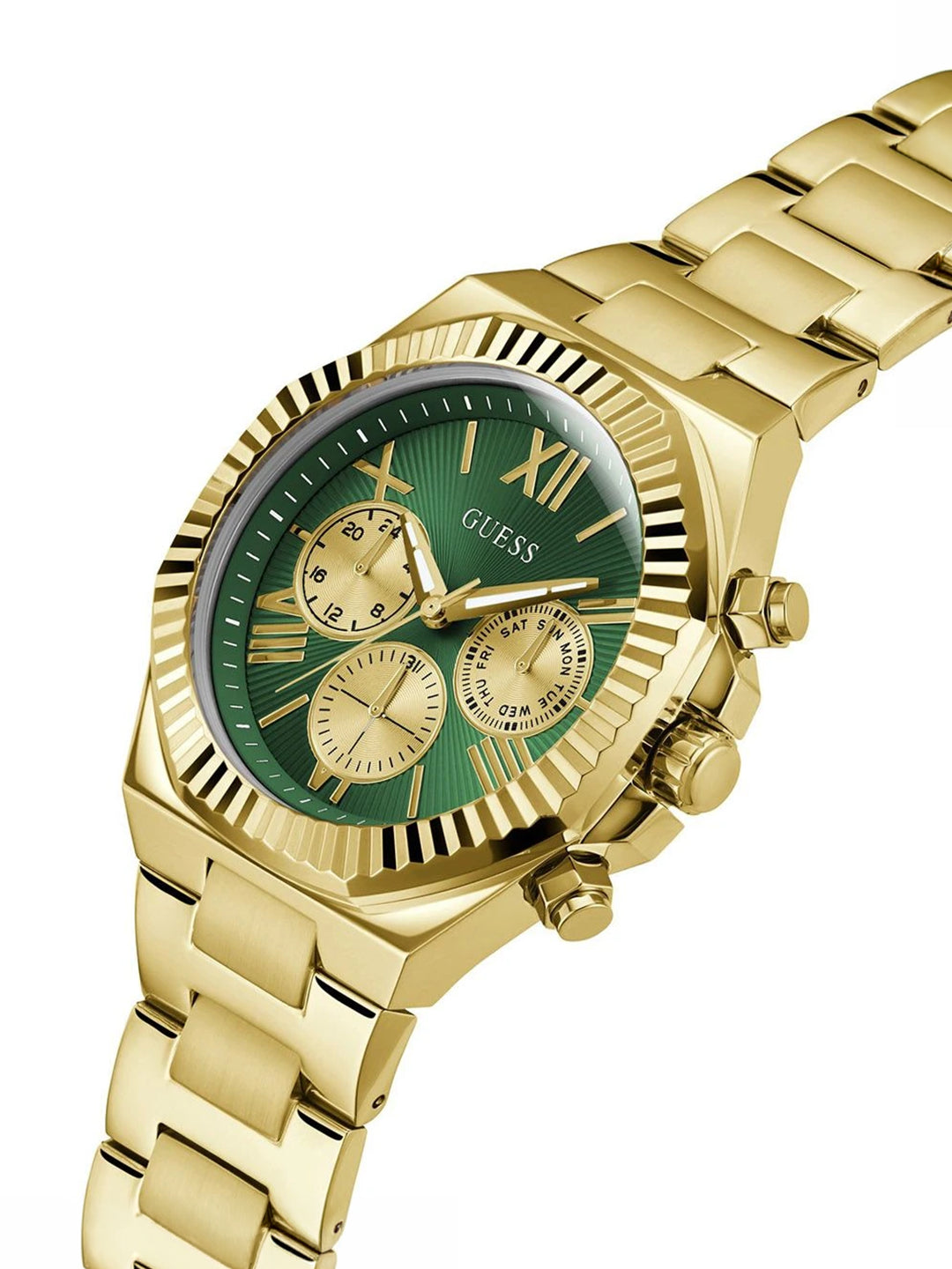 Guess Round 44mm Green Dial Analog Watch - GW0703G2