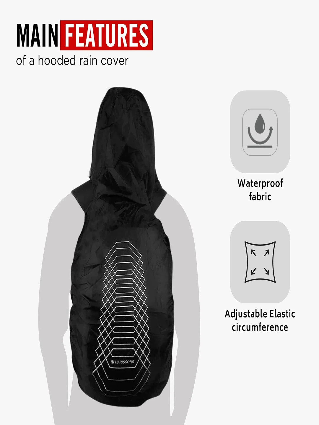 Harrison Bags Rain Cover Hoodie 3D Black Set Of 1