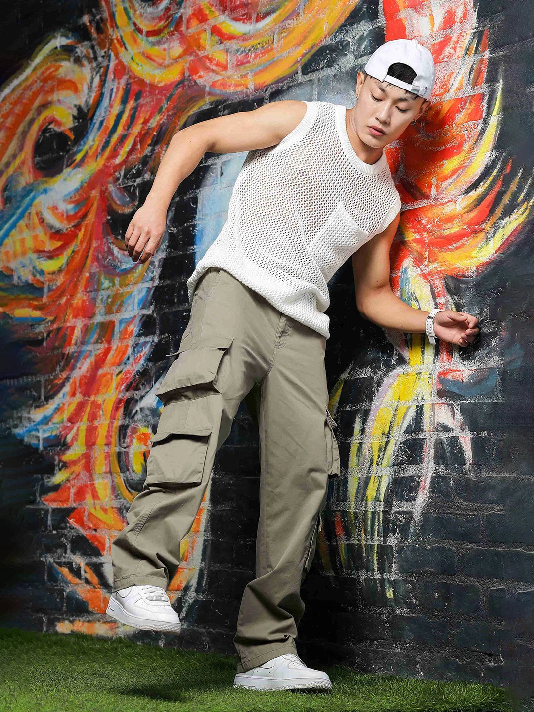 House Of Koala Grey Relaxed fit Baggy Cotton Cargo Trousers