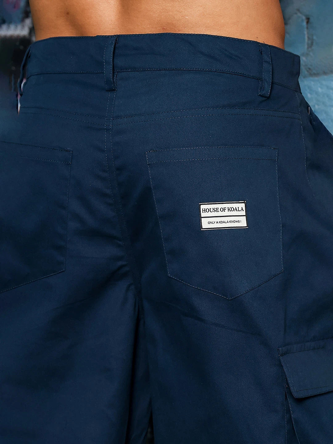 House Of Koala Navy Pure Cotton Baggy fit 6 Pocket Cargo Trousers