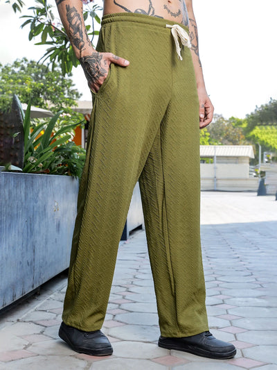 House Of Koala Olive Super Soft Textured Extra Baggy Korean Pant