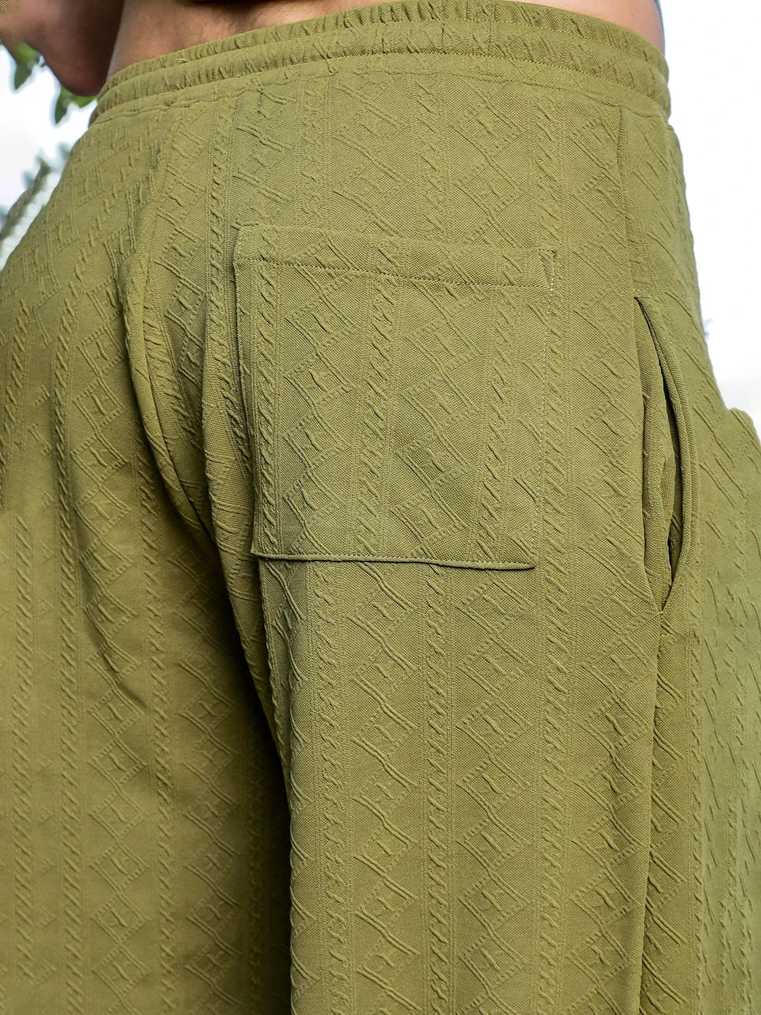 House Of Koala Olive Super Soft Textured Extra Baggy Korean Pant
