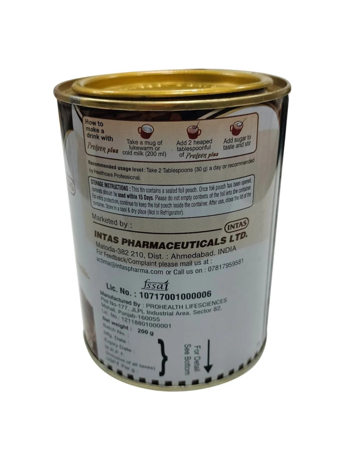 Intas Proteen Plus Protein Chocolate Flavoured Powder (200 g)