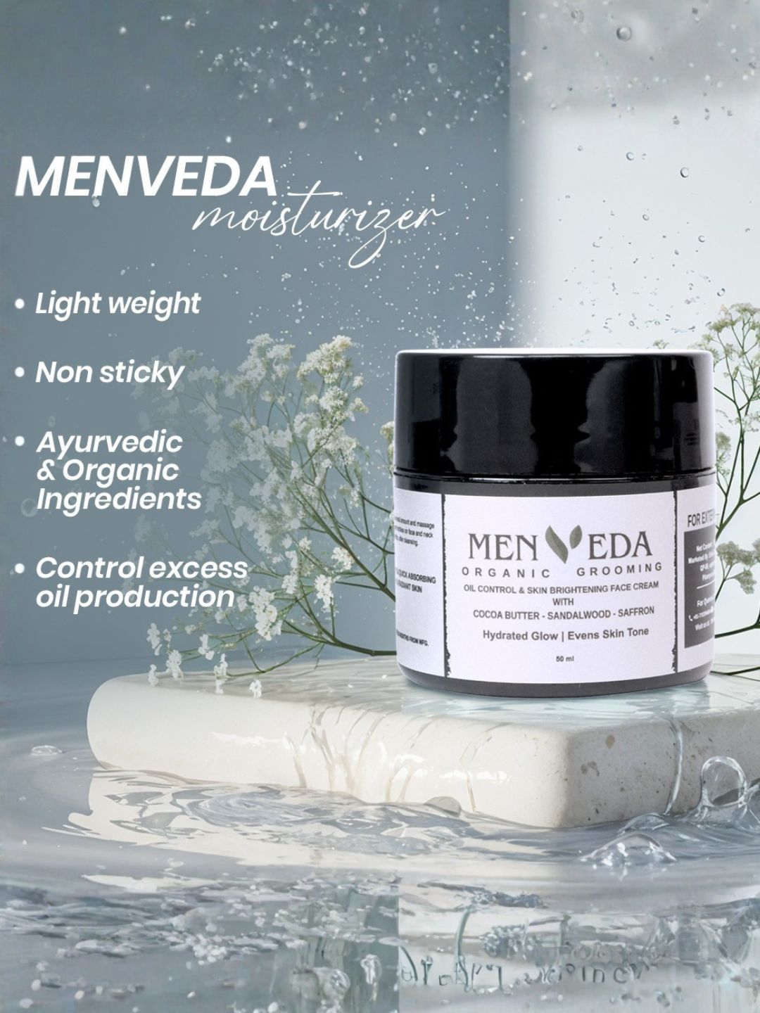 Menveda Oil Control & Brightening Face Cream for Men (50 ml)