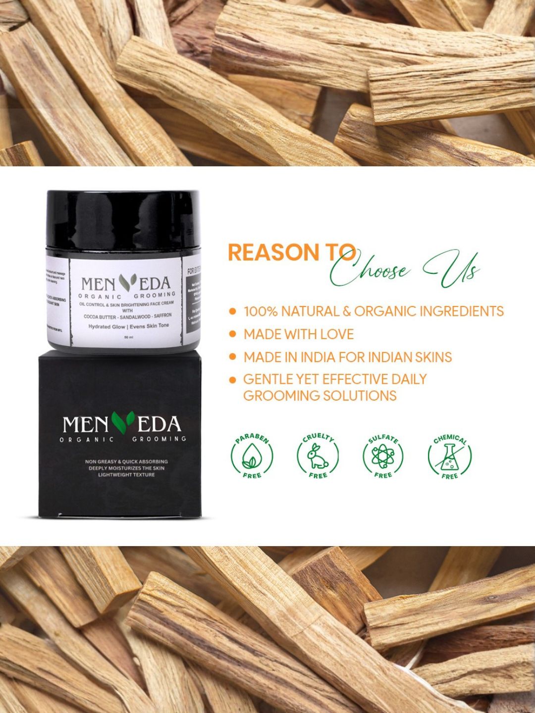 Menveda Oil Control & Brightening Face Cream for Men (50 ml)