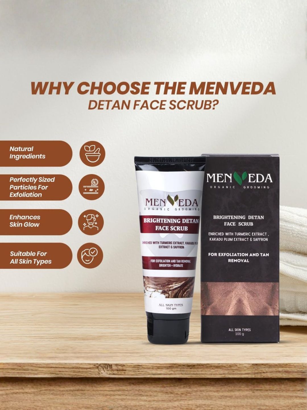 Menveda Face Wash & Detan Scrub Combo for Men (2 Pieces)
